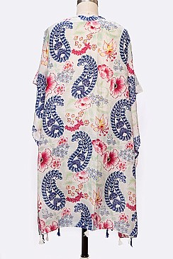 Paisley Print Spring Kimono Cardigan