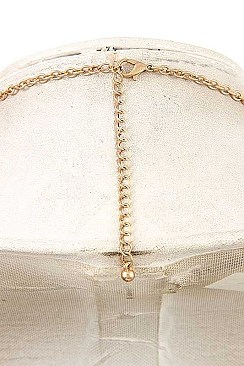 LONG HAMMERED METAL STONE NECKLACE SET