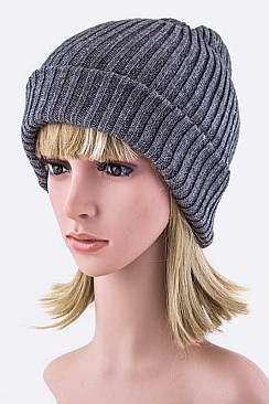 Trendy Double Layer Rib Knit Beanie Hat LA-EMH8587