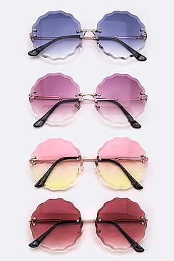 Iconic 2 Tone Wavy Edge Round Sunglasses