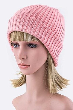 Trendy Double Layer Rib Knit Beanie Hat LA-EMH8587
