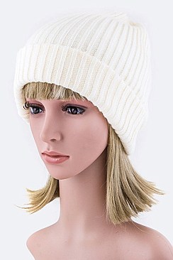 Trendy Double Layer Rib Knit Beanie Hat LA-EMH8587