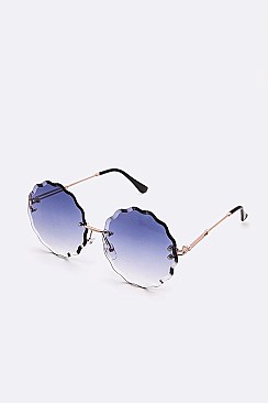 Iconic 2 Tone Wavy Edge Round Sunglasses