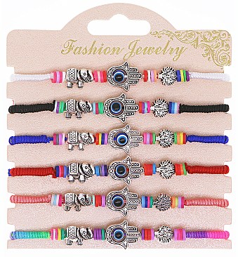 Pack of 6 LUCKY FRIENDSHIP String Protection Bracelet