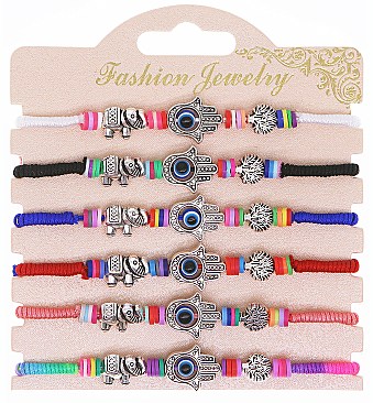 Pack of 6 LUCKY FRIENDSHIP String Protection Bracelet