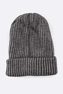 Trendy Double Layer Rib Knit Beanie Hat LA-EMH8587