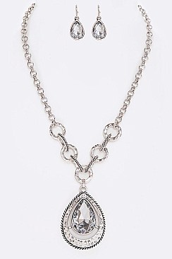 TEARDROP CRYSTAL PENDANT NECKLACE SET