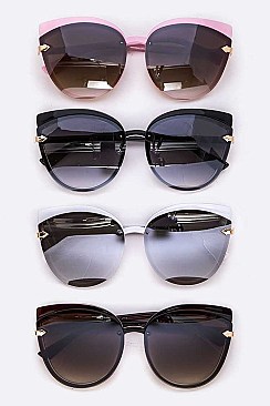 Pack of 12 Color Brow Trim Cat Eye Sunglasses Set