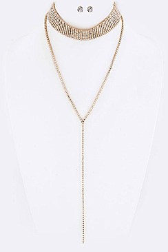 Classy Crystal Choker & Drop Necklace Set LA-KS9016