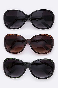 Crystal Accent Temple Fashion Sunglasses Set