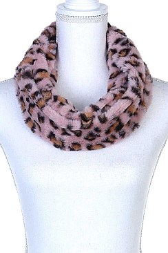 FAUX FUR LEOPARD PRINT SNOOD