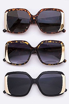Pack of 12 Gold Trim Oversize Sunglasses Set