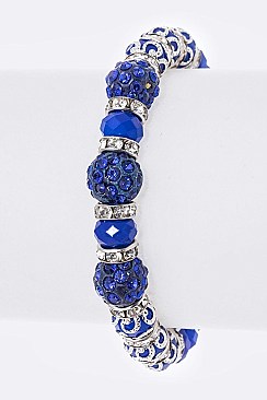Pack of 12 Bright Crystal Beads Stretch Bracelet Set