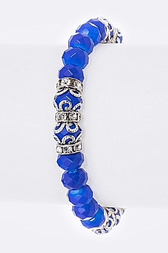 Pack of 12 Bright Crystal Beads Stretch Bracelet Set