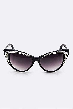 CAT EYE CRYSTAL ORNATE SUNGLASSES