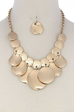 HAMMERED COIN DANGLE STATEMENT NECKLACE JYQNE-14169