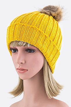 Classic PomPom Knit Fashion Beanie LA-EMH8618
