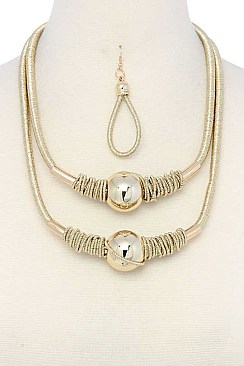 METALLIC THREAD METAL BALL STATEMENT NECKLACE JYJSN-2140