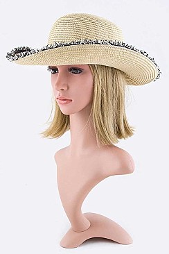 Fringed Brim Straw Hat LASHT3282DD