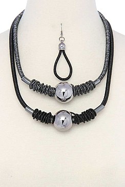 METALLIC THREAD METAL BALL STATEMENT NECKLACE JYJSN-2140