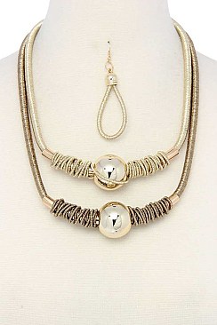 METALLIC THREAD METAL BALL STATEMENT NECKLACE JYJSN-2140