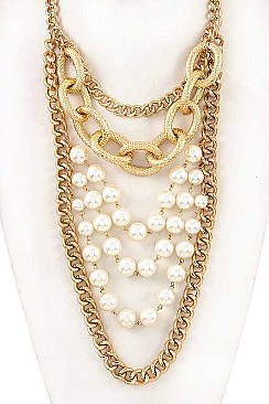 PEARL CHAIN ACCENT NECKLACE SET