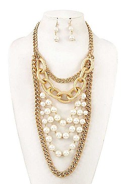 PEARL CHAIN ACCENT NECKLACE SET