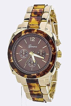 Stylish 2 Tone Fashion Chrono Watch LA-1486