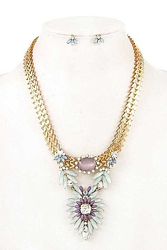 FLOWER PENDANT CHAIN NECKLACE SET