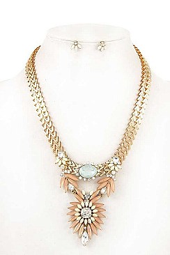 FLOWER PENDANT CHAIN NECKLACE SET