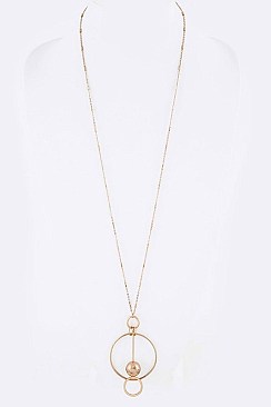 Stylish Pendulum Rings & Beads Pendant Necklace LA50-N7127