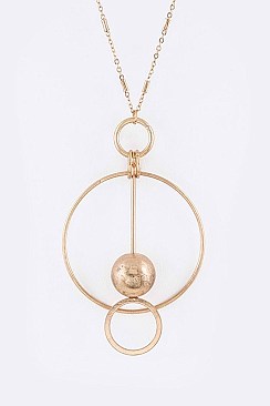 Stylish Pendulum Rings & Beads Pendant Necklace LA50-N7127
