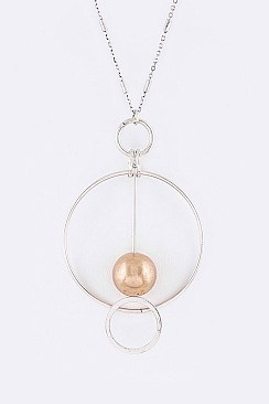 Stylish Pendulum Rings & Beads Pendant Necklace LA50-N7127