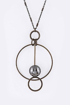 Stylish Pendulum Rings & Beads Pendant Necklace LA50-N7127