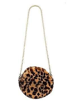 ROUND ANIMAL PRINT CROSS BODY BAG