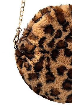 ROUND ANIMAL PRINT CROSS BODY BAG