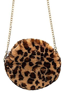 ROUND ANIMAL PRINT CROSS BODY BAG