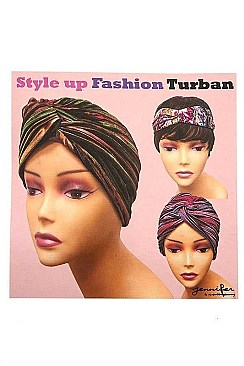 PACK OF 2 METALLIC FLORAL ACCENT TURBAN