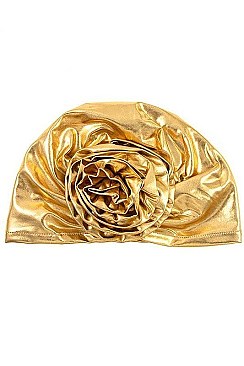 PACK OF 2 METALLIC FLORAL ACCENT TURBAN