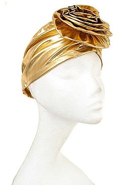 PACK OF 2 METALLIC FLORAL ACCENT TURBAN