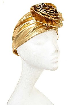 PACK OF 2 METALLIC FLORAL ACCENT TURBAN