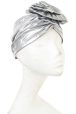 PACK OF 2 METALLIC FLORAL ACCENT TURBAN