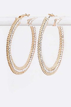 Large 63MM Rhinestone Rim Fashion Hoops