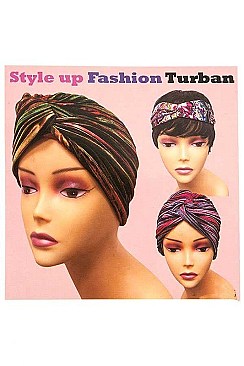 PACK OF 2 FASHION ROSE ACCENT TURBAN