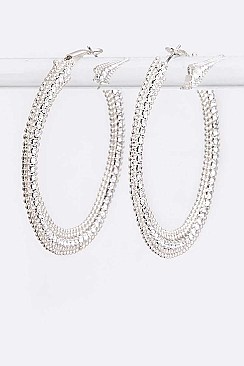 Large 63MM Rhinestone Rim Fashion Hoops