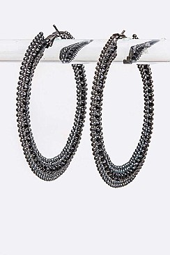 Large 63MM Rhinestone Rim Fashion Hoops