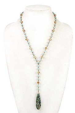 TEARDROP PENDANT GLASS BEAD NECKLACE