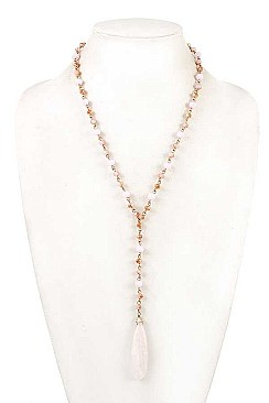 TEARDROP PENDANT GLASS BEAD NECKLACE