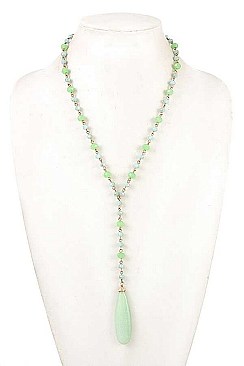 TEARDROP PENDANT GLASS BEAD NECKLACE