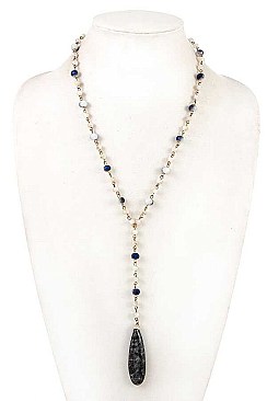 TEARDROP PENDANT GLASS BEAD NECKLACE